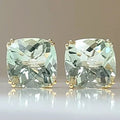 Pair of green quartz earrings set in 14k Yellow Gold
