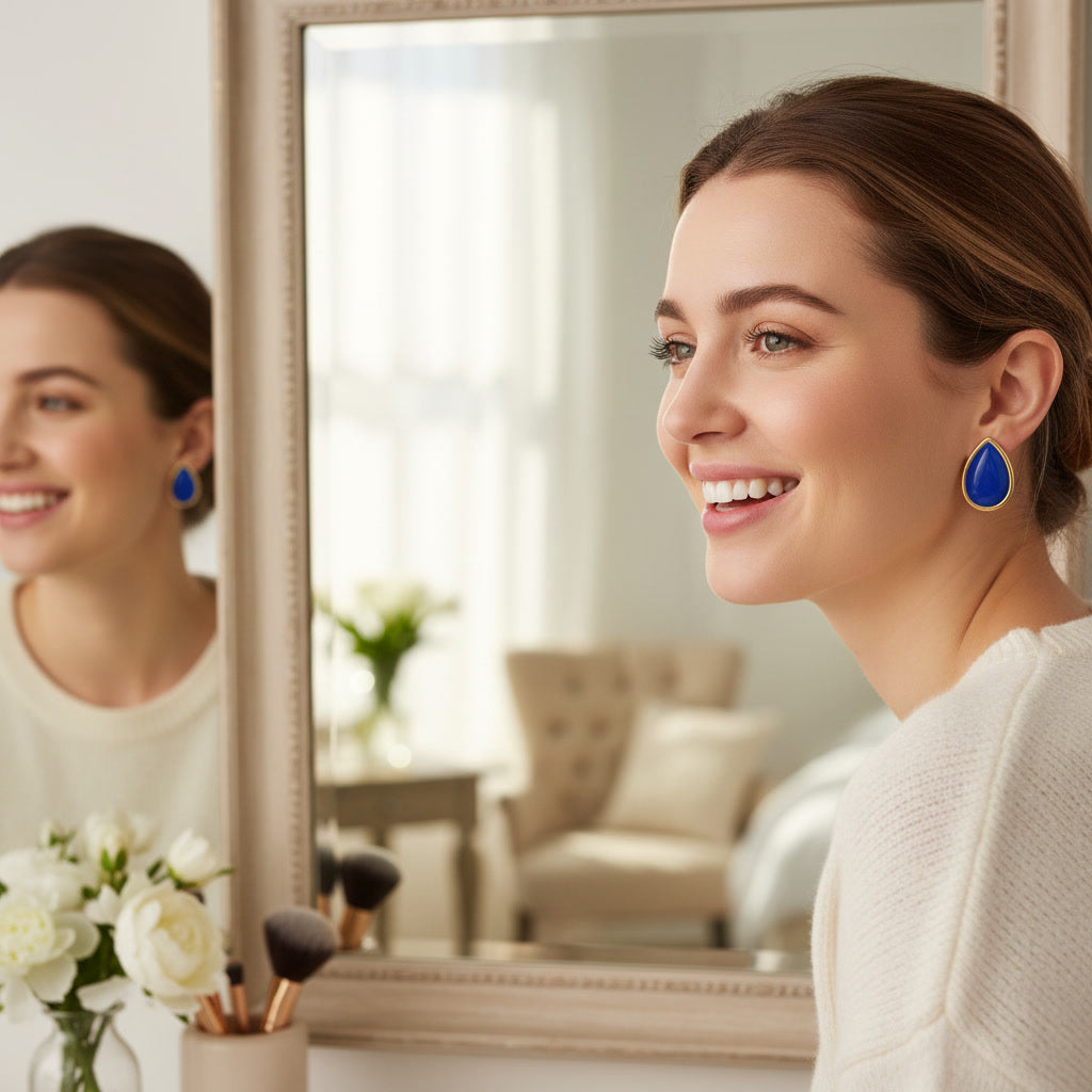 14kt Yellow Gold Vintage Lapis Lazuli Earrings